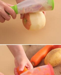 peeler with catcher tube peeling a carrot