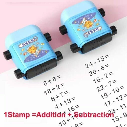 Maths Rolling Stamp Numbers Multiplication Division Addition - 2 blue